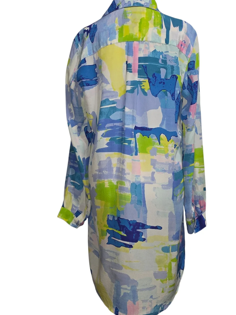 Tori Richard 100% Silk Tunic Dress Abstract Art Print Beach Resort Cover Up Sz 6